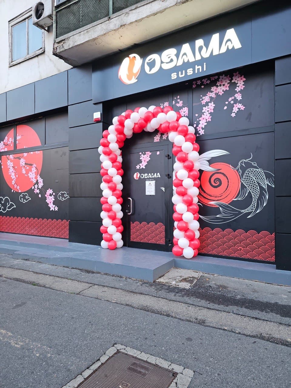 OSAMA Sushi exterior facade and branding